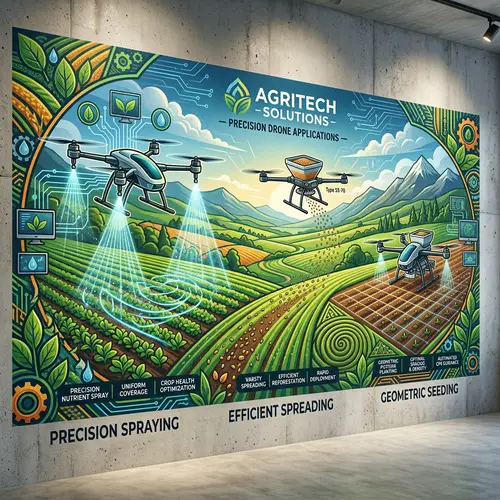 Agriculture Drone Company Wall Graphic: Spraying, Spreading, Seeding