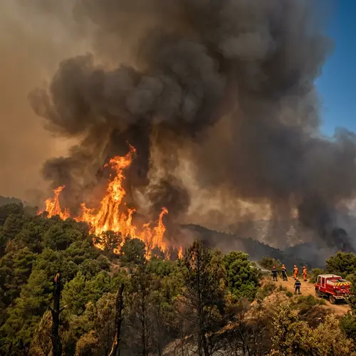 Dramatic Forest Fire in Algeria - Fiery Battle Against Nature
