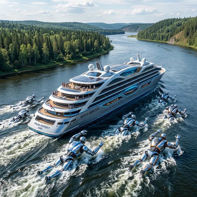 Futuristic Volga River Cruise with Robots in 3450 Futuristic Volga River Cruise with Robots in 3450
