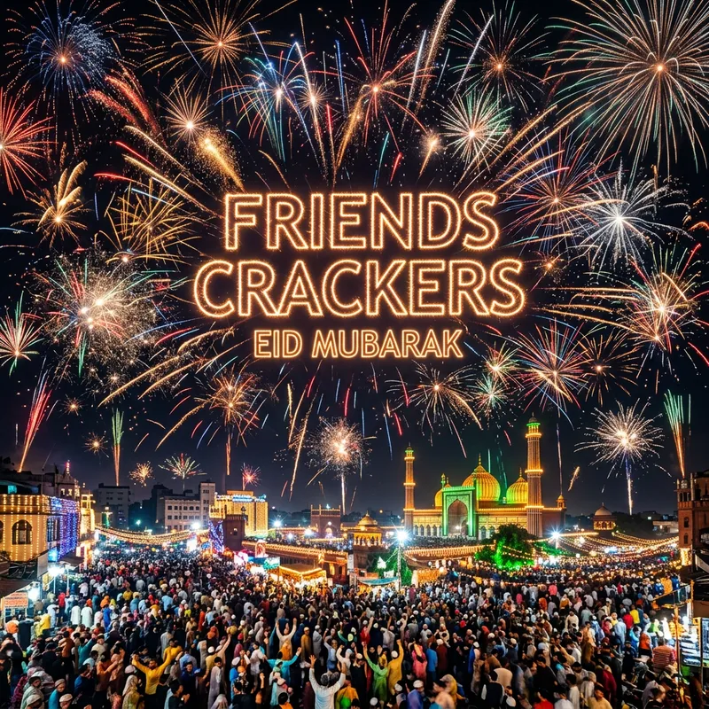 Eid Mubarak Celebration: Friends Crackers & Fireworks
