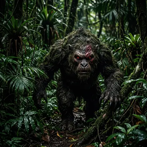Mythical Beast Encounter in Mysterious Rainforest