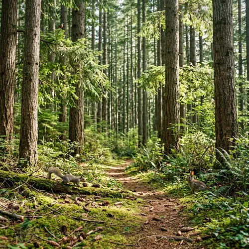 Serene Coniferous Forest with Towering Pine Trees