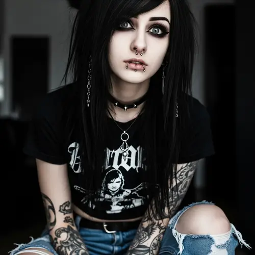Emo E-Girl Style: Black Hair & Piercings