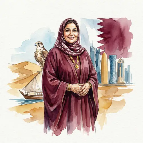 Qatari Woman in Traditional Attire | Watercolor Painting