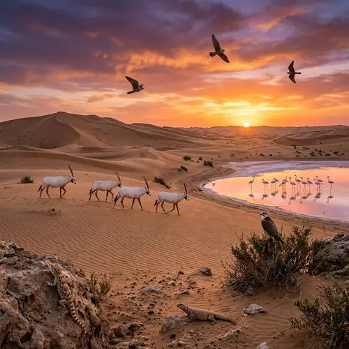 Native Animals of Qatar: Arabian Oryx, Geckos, Flamingos & Falcons