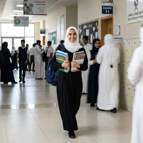 Qatari High School Student in Traditional Attire | Education Image