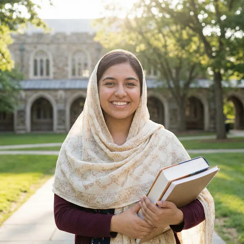Beautiful Student Wearing Veil: Tradition and Elegance