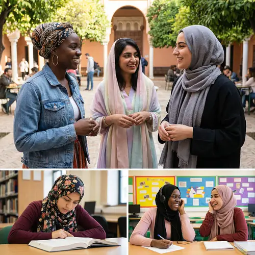 Diverse Students in Religious Hijabs - Cultural Harmony Captured