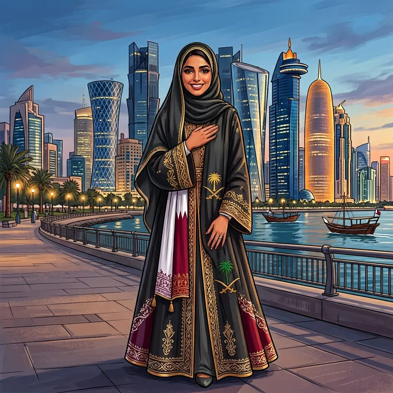 Proud Qatari Woman Celebrating Her Country Proud Qatari Woman Celebrating Her Country