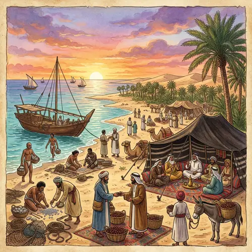 Ancient Gulf Region Traditions Illustration - Cultural Diversity Depicted