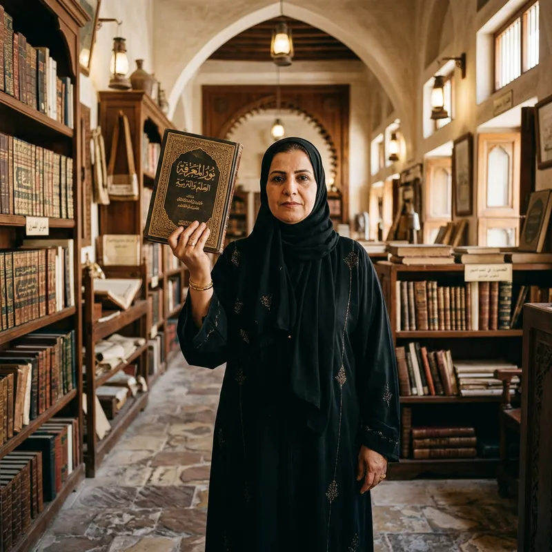 Qatari Woman Encouraging Education in Cultural Setting