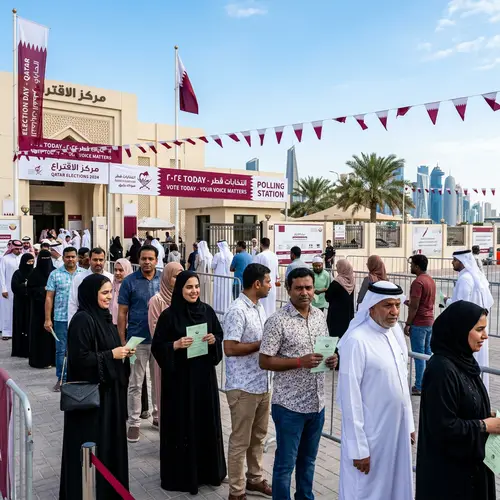 Elections Scene in Qatar: Voters of Various Descents and Genders