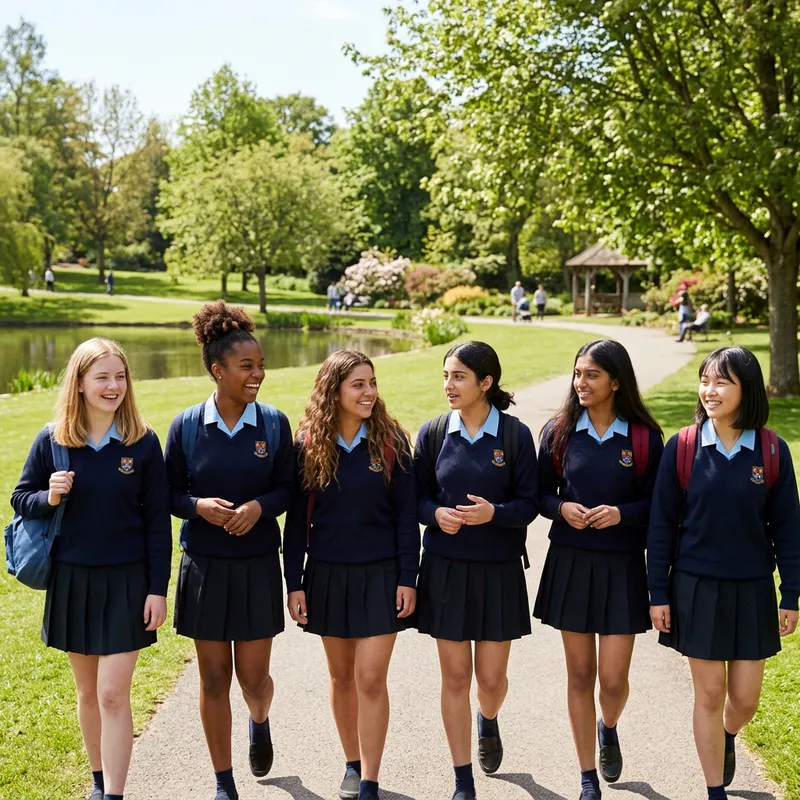 Beautiful Teenage Students Enjoying School Outing