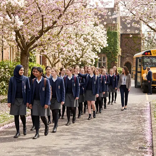 Dignified School Trip - Multicultural Female Students Exploring with Excitement