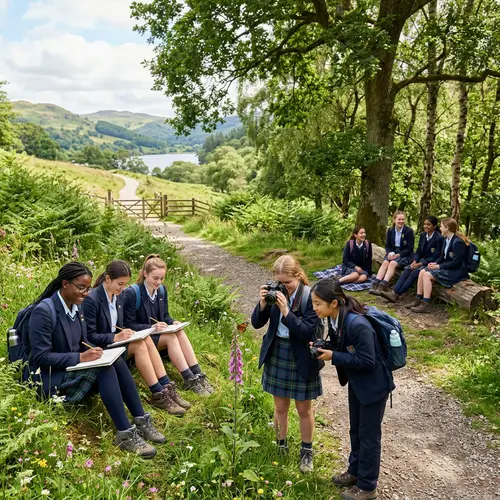 School Girls Enjoy Nature on Respectable School Trip