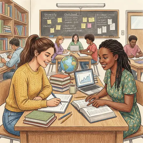 Diverse Student Collaboration in Classroom Illustration