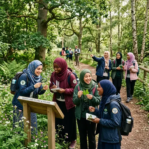 Multiethnic Hijabi Students Engaging on School Trip