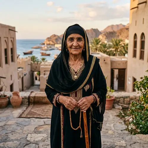 Elderly Arabian Gulf Woman in Traditional Attire | Wisdom and Resilience