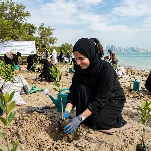Qatari Female Student Protecting Environment - Environmental Well-Being