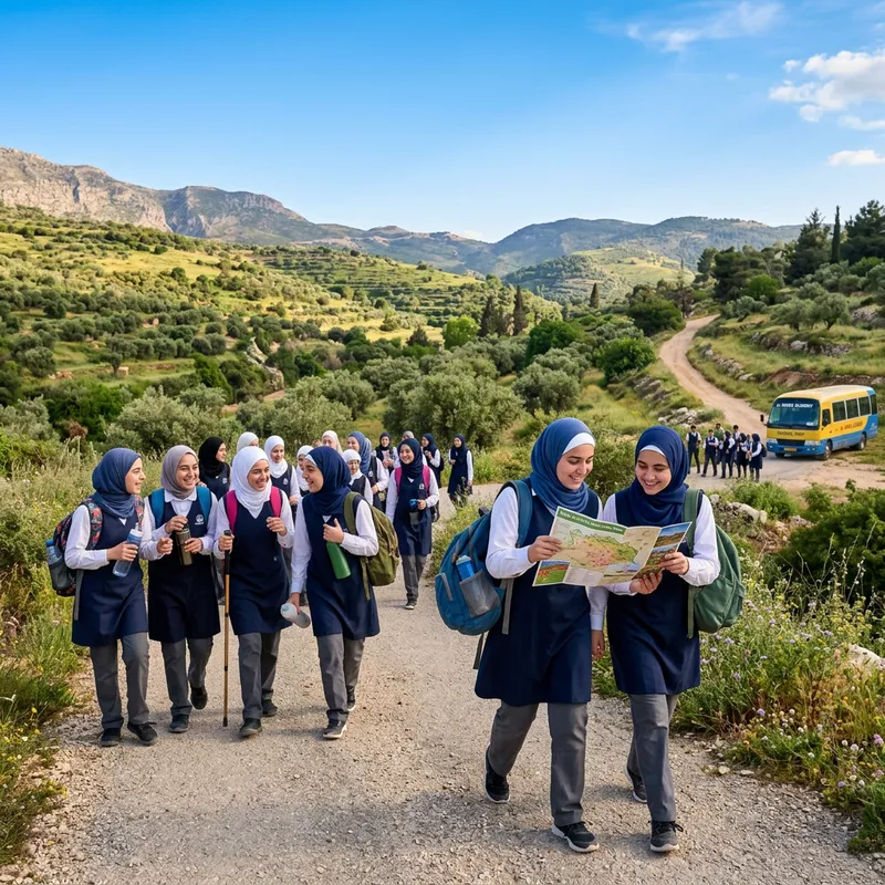 Respectful Middle-Eastern Female Students School Outing