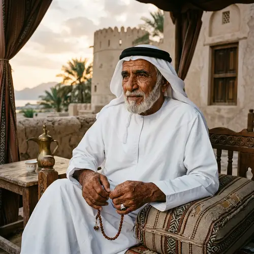 Arabian Gulf Region Elderly Man in Traditional Attire