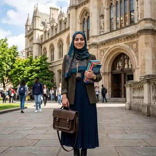Beautiful Middle-Eastern Student in Hijab at University