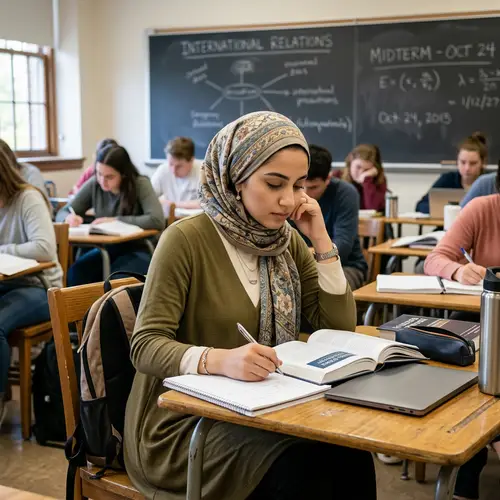 Elegant Female Student in Hijab Studying - Cultural Heritage