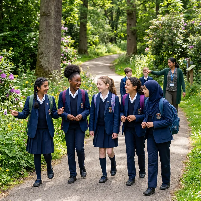 Schoolgirls Enjoying a School Trip