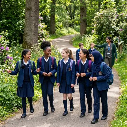 Diverse Schoolgirls on an Exciting Educational Trip