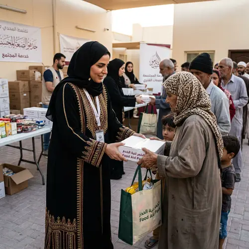 Qatari Woman Providing Aid with Elegance | Help and Sharing