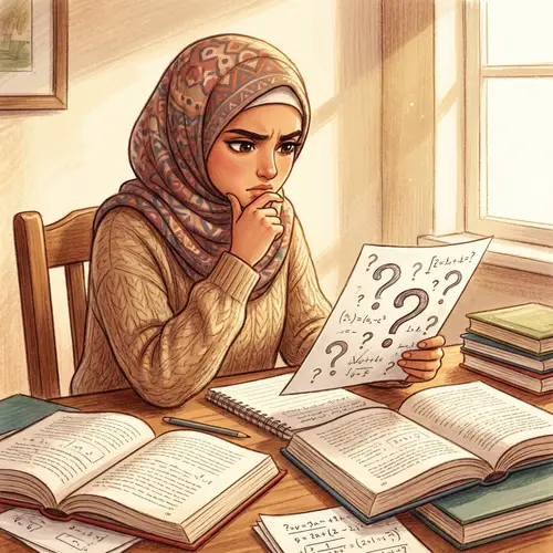 Arabian Student Girl Analyzing Questions - Academic Concentration