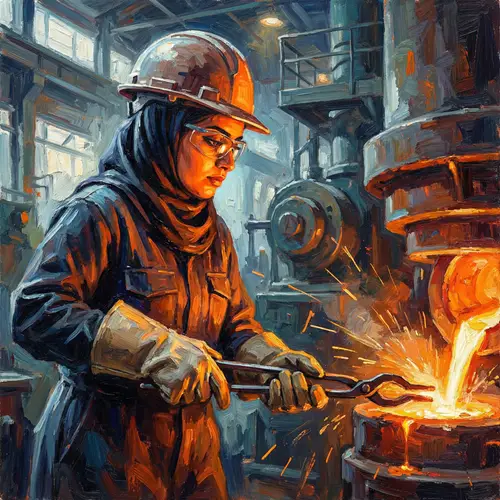 Qatari Woman Working in Iron and Steel Factory | Industrial Art