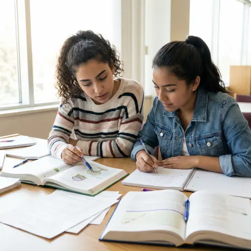 Diverse High School Students Engaged in Studying