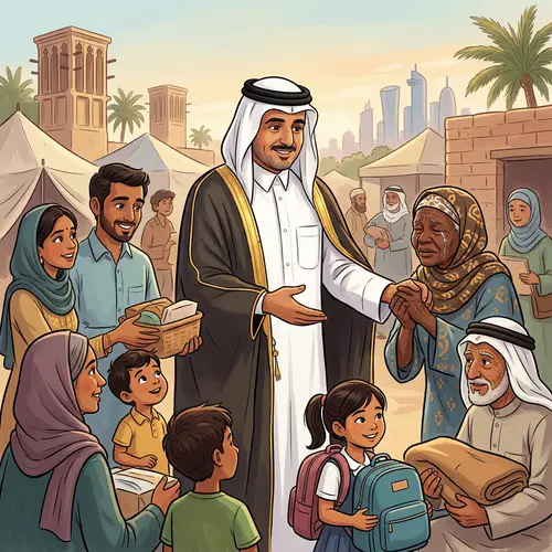 Kind and Generous Qatar Helping Diverse People | Illustration