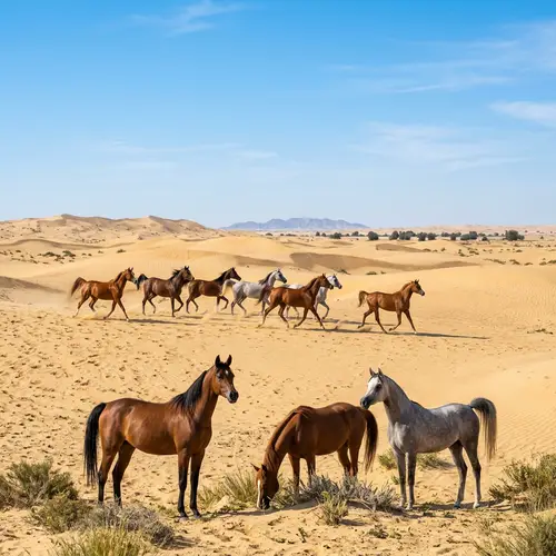 Arabian Horses in Qatar Desert | Graceful Scenes of Arabian Breeds