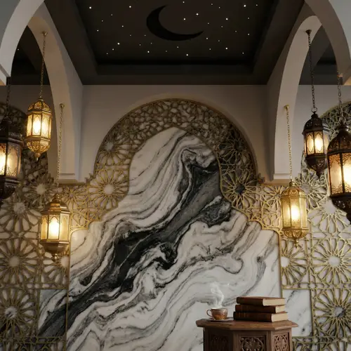 Beautiful White, Marble Gray, and Black Ramadan Backgrounds