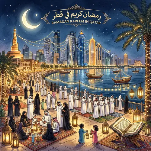 Ramadan in Qatar: Nighttime Scenes of Traditional Celebrations