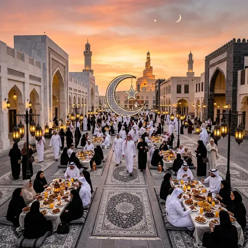Ramadan Celebration in Qatar with White, Marble Gray, and Black Tones