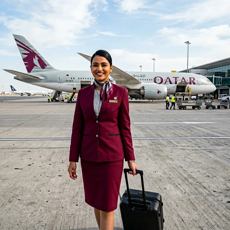 Qatar Airways Female Air Hostess | Premium Service on Board