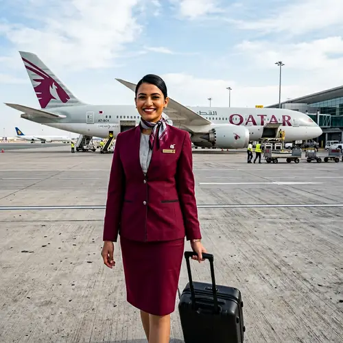 Confident South Asian Air Hostess | Welcome Aboard with Qatar Airways