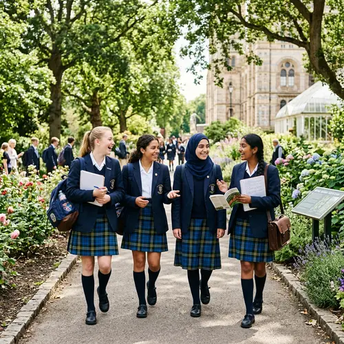 Diverse Female Students Engaging in Educational Outing | [Website Name]