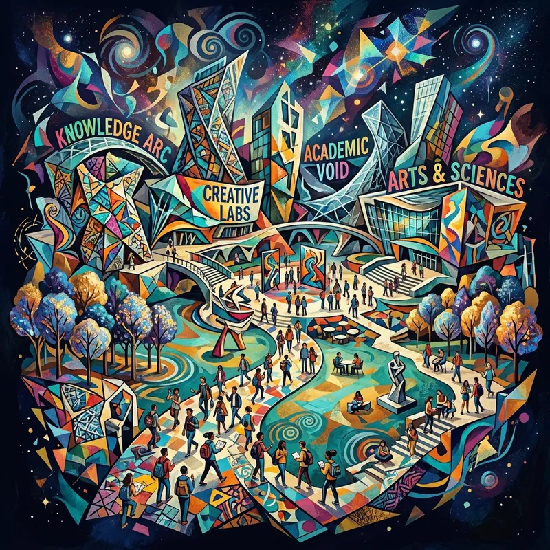 Vibrant College Campus: Abstract Art Visualized