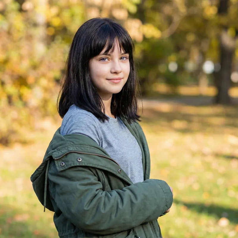 Stunning European Girl with Long Black Hair and Purple Eyes Stunning European Girl with Long Black Hair and Purple Eyes