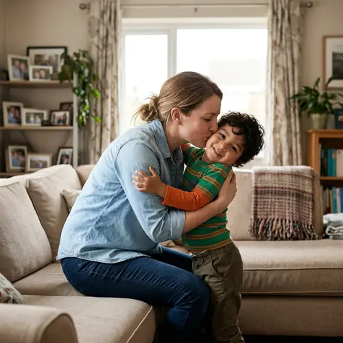 Heartwarming Moments: Mother and Son Embrace