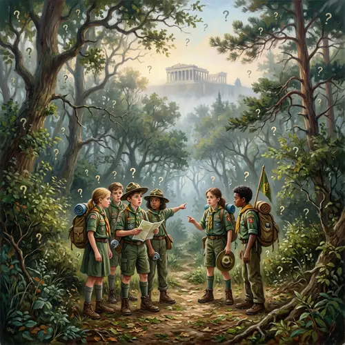 Lost Scouts in the Park: A Vibrant Illustration