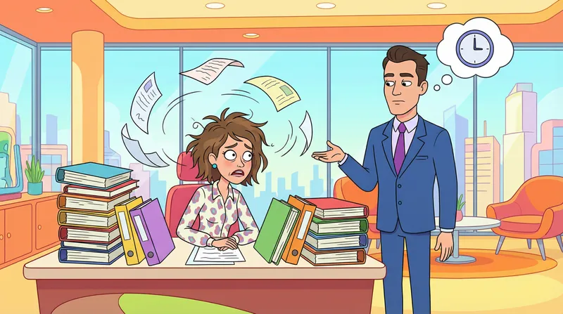 Colorful Cartoon Office Scene: Coping with Work Stress Colorful Cartoon Office Scene: Coping with Work Stress