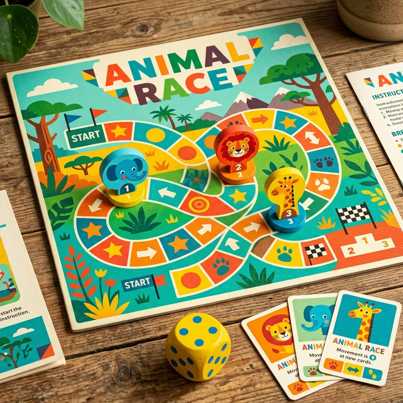 Animal Race Board Game: Retro Fun for Kids Animal Race Board Game: Retro Fun for Kids