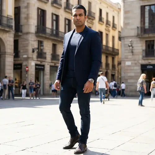 Stylish South Asian Action Hero in Smart Casual Look