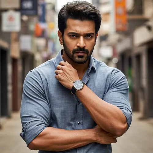 Stylish South Asian Action Hero in Smart Casual Look