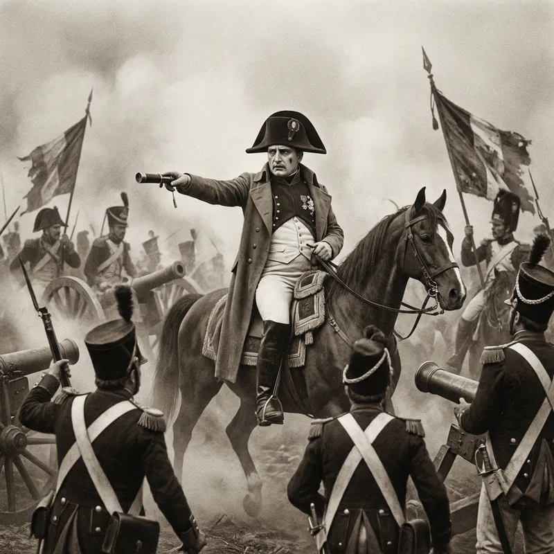Napoleon Bonaparte: Intense War Scene with Strategic Brilliance